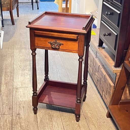 アンティーク サイドテーブル 引出し付 コンソールテーブル 花台/電話台 ★横幅40cm奥行36cm高さ73cm★買取帝国 志木店