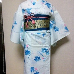 練習用浴衣　貸出し1週間無料   延長可能　水色に桔梗