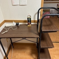 木製 ブラック オフィスデスク収納3段の画像