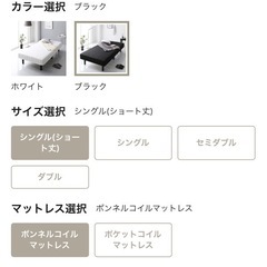 脚付きマットレス ベッド 一体型 ブラックの画像