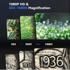 ワイヤレスデジタル顕微鏡 1080P スタンド付50X-1000X 実験観察の画像