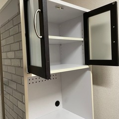 レンジ台 食器棚 炊飯器置き 扉付き キッチン収納の画像