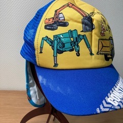 キッズ　帽子　キャップ　日除け付き　働く車の画像