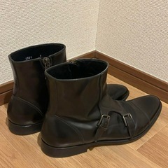 【美品】DOLCE&GABBANA ダブルモンク レザーブーツ 黒 サイズ7の画像