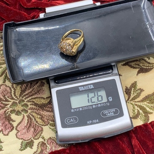 K18 ダイヤモンド　ハート型リング　12.6g 0.375ct 1.21ct 約9.5号