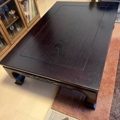 カリモク 座卓　テーブル　ローテーブル　ダークブラウン　木製