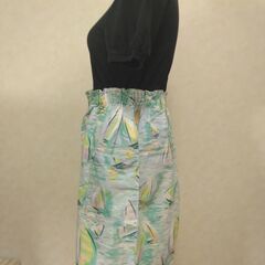 ハーフパンツ　短パン　緑×ヨットの画像