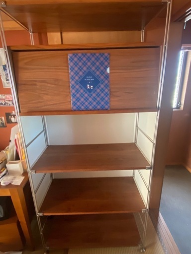 無印良品 ステンレスユニットシェルフ オーク材 バックパネル付き お取引中】無印良品ステンレスユニットシェルフウォールナット材