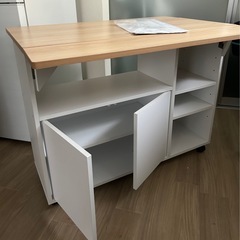 訳あり 折りたたみ式カウンターテーブル キャスター付き