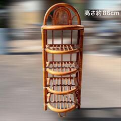 籐 スリッパラック ラタン シューズラック 玄関雑貨 収納棚の画像