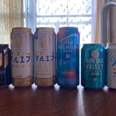 缶ビール　
５００ml缶３本、３５０ml缶３本の画像