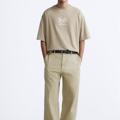 新品　未使用 コントラストプリント ワイドTシャツ 半袖 Lの画像