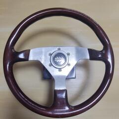 🚗イタリア製ホーン付momoハンドル（木製）+ハンドルボスセット　モモ