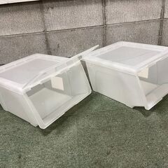 プラスチック製 衣装ケース 2個セット 前開き 収納ケース 衣服収納 幅38.5cm×奥行44.6cm×高さ24cmの画像