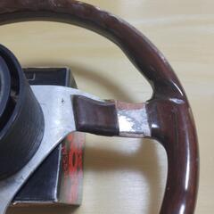 🚗イタリア製ホーン付momoハンドル（木製）+ハンドルボスセット　モモの画像