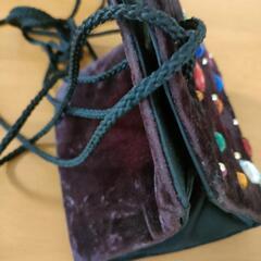 ビジュー付 ショルダーバッグ ポシェット 黒の画像
