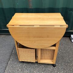 ☆お値下げJM20052Kワゴンテーブル<幅：約43～75cm 高さ：約80cm 奥行：約85cm>中古品【取りに来られる方限定】 　 の画像