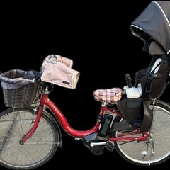 赤 電動アシスト自転車 チャイルドシート付き