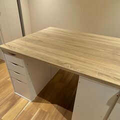 木製シンプルデスク 引き出し2つ　中古デスク、学習机　美品 木製シンプルデスク 引き出し2つ 中古デスク、学習机 クラシックデスク