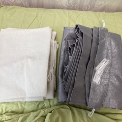 【〆切】ニトリ カーテン＆レースカーテンセット 腰窓用 サイズ100×120 グレー×ホワイトの画像