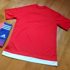 adidas サッカーシャツ アディダス ソックス 靴下 150 赤 キッズの画像