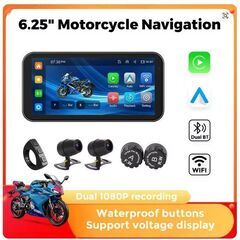 ポータブル 6.25 インチ IP67 防水オートバイ GPS ナビゲーションワイヤレス Carplay Android 自動 DVR ドライブレコーダーの画像