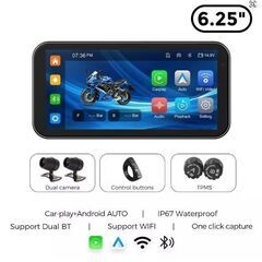 ポータブル 6.25 インチ IP67 防水オートバイ GPS ナビゲーションワイヤレス Carplay Android 自動 DVR ドライブレコーダーの画像