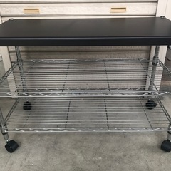 【決まりました】3段スチールラック　天板ブラウン