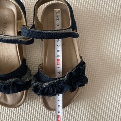 サンダル　18センチ　デニムフリルの画像