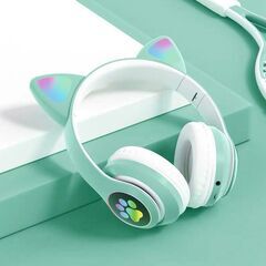 ヘッドホン 猫耳 ネコミミ ワイヤレス 子供用ヘッドホン Megadream無線/有線ヘッドホン マイク付き 猫耳LEDライト/両側RGBライトデザイン Bluetooth5.0/ワイヤ長 1m TFカード挿入可能 折りたたみ式 サイズ調節可能 学校/タブレット/旅行/MP3　まとめ買い歓迎　卸ます　アマゾン引き上げ商品　倒産品　ネット商材　卸ます　転売　アマゾン引き上げ商品　卸し　問屋　倒産品　転売OK　ネット商材　アマゾン　商品　景品　コンペの画像