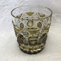 ☆ドリーム２号館☆◆ジモティ割引/薩摩切子オールド（黄）八角籠目/薩摩びーどろ工芸　＊箱ありの画像