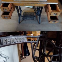 PEACOCK レトロ ミシン台 ミシン台のみ ミシン無し 作業台に　/MJ-1222 2F の画像