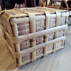 古い竹籠 バスケット ボックス かご カゴ 小物入れ 古道具 古民具 ヴィンテージ　/TJ-2507 2F北の画像