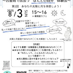 国立市：8月3日【占星術カフェde体験会】葡萄屋カフェの画像