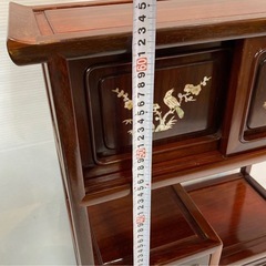 状態込み 茶箪笥 花梨 螺鈿細工 飾り棚 違い棚 茶棚 レトロ 木製 和家具 中国 インテリア 中古の画像