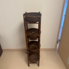 バンブーバスケット　アジアン家具　小物入れ　おまけ付きの画像