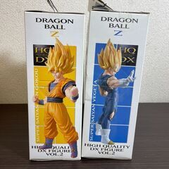 ￥1000/9604-06  フィギュア/ドラゴンボールZ/バンプレスト/組立式/ハイクオリティDXフィギュア/孫悟空/スーパーサイヤ人/ベジータ/外箱あり/未開封品/二個セットの画像