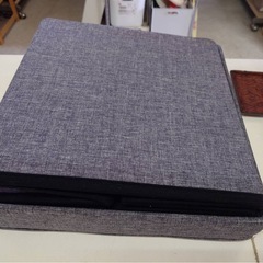 ● ファブリック 布張り 収納付きスツール  38×38×39cm 折りたたみ コンパクト 収納 スツール ボックス グレー 中古 ③の画像