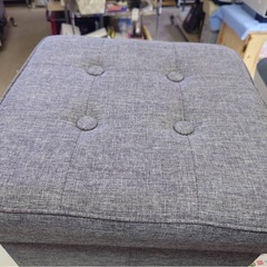 ● ファブリック 布張り 収納付きスツール  38×38×39cm 折りたたみ コンパクト 収納 スツール ボックス グレー 中古 ③の画像