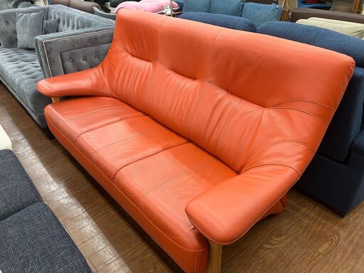 【値下げしました！！】アサヒ 3人掛けソファ バリエ キャロットオレンジ No.2319● ※現金、クレジット、スマホ決済対応