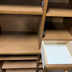 木製 大型 下駄箱 ミラー付 靴箱 シューズボックス 幅76cm×奥行35cm×高さ180cm の画像