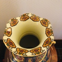 薩摩焼　双耳　青粒　金襴手　壺　　の画像
