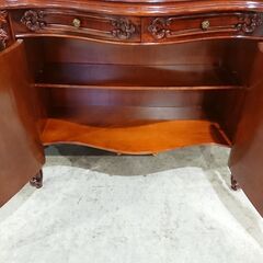 イタリア製｜ロココ様式｜象嵌細工｜ガラスキャビネット｜飾り棚｜鍵2本付の画像