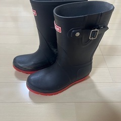 長靴　22.0cm 子供　レインブーツ　ネイビー×赤　の画像