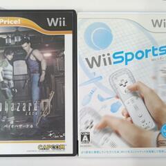 Wii本体＋コントローラーカバー＋ソフト4本　の画像