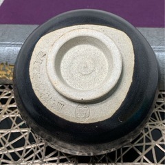 配送可能　黒茶碗　 茶道具　在銘　作家物　茶器　茶碗　抹茶碗　時代物　アンティーク　古道具　骨董　古玩　古董　陶印有　の画像