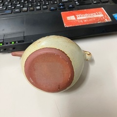 ☆値下げ☆Y2507-318 炻器製さぎ型汁次 土色 しょう油入れにも最適 中古美品の画像