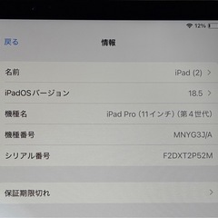 Apple iPad Pro 11インチ第4世代 512GB 本体の画像