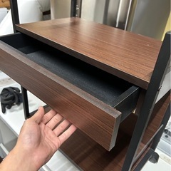 木製スチールサイドテーブル　ラック　キャスター付きの画像