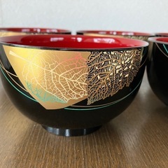 【未使用】［Kansai Urushi］漆塗り汁椀5点セットの画像